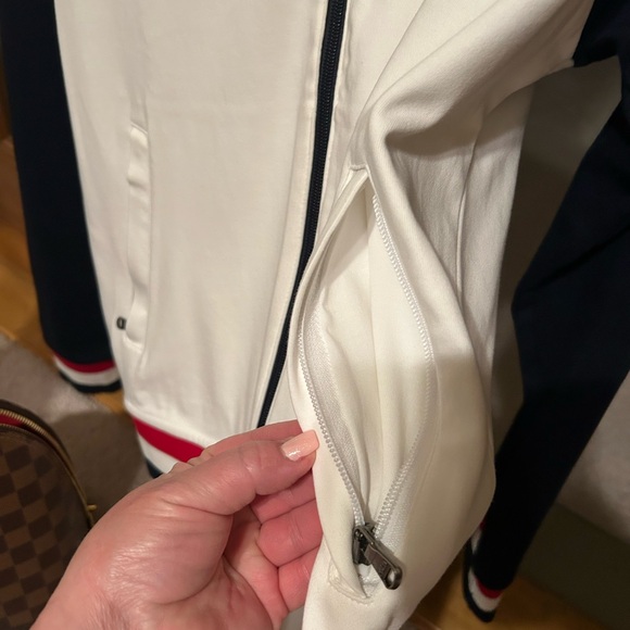 Polo Ralph Lauren women's full zip track jacket white navy blue sleeves red trim - Picture 6 of 10